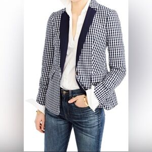 J. Crew Navy and Cream Checkered Blazer